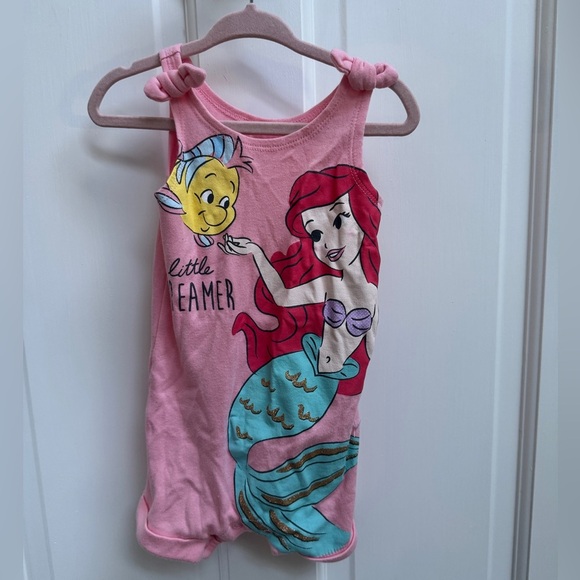 Disney Other - Disney Princess Ariel 12M Pink Girls Tank Top Romper